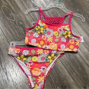 NWT Girl Tropical Floral Kids Bikini Set - Pink and Multicolor